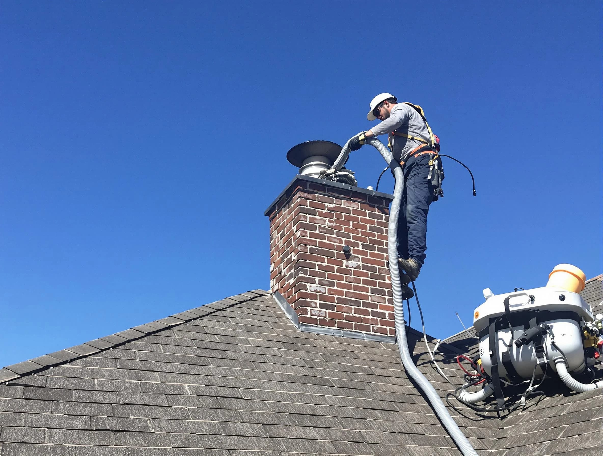 Dedicated Peralta Chimney Sweep team member cleaning a chimney in Peralta, NM