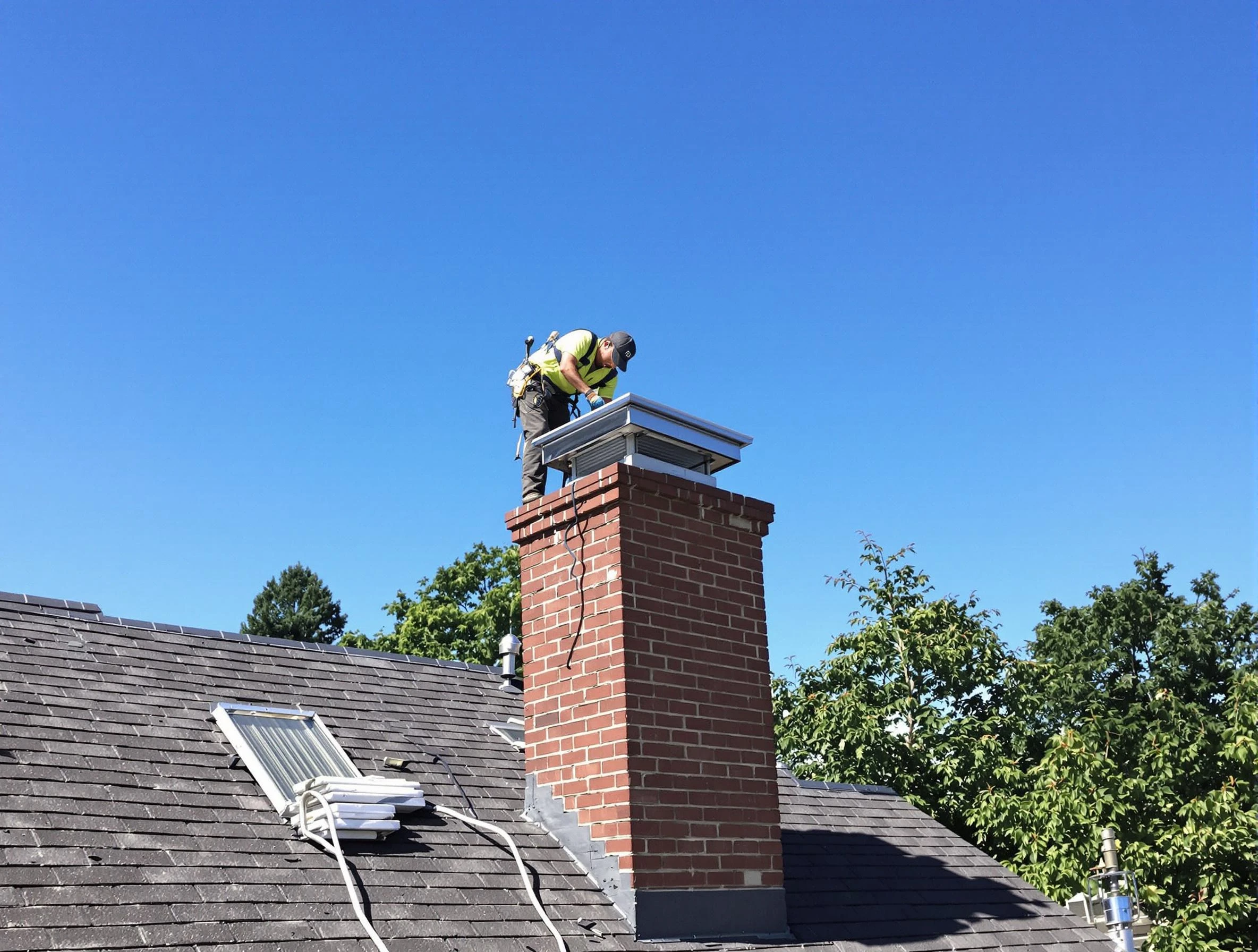 Peralta Chimney Sweep technician measuring a chimney cap in Peralta, NM