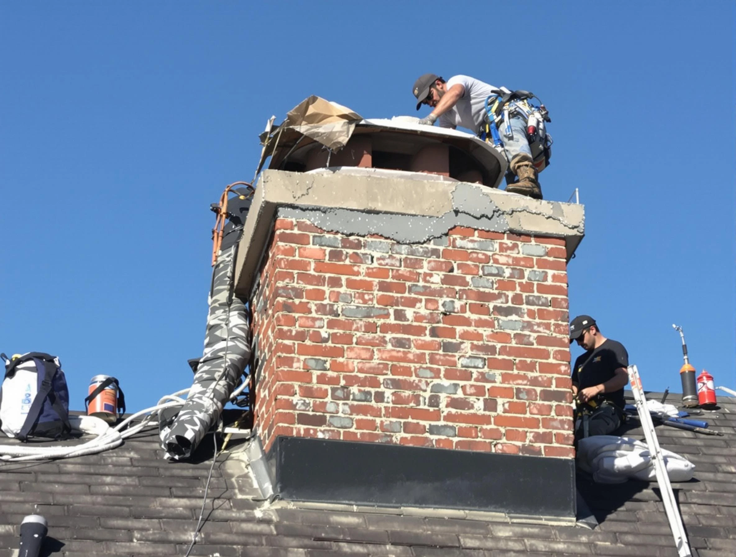 Peralta Chimney Sweep installing a custom chimney crown in Peralta, NM